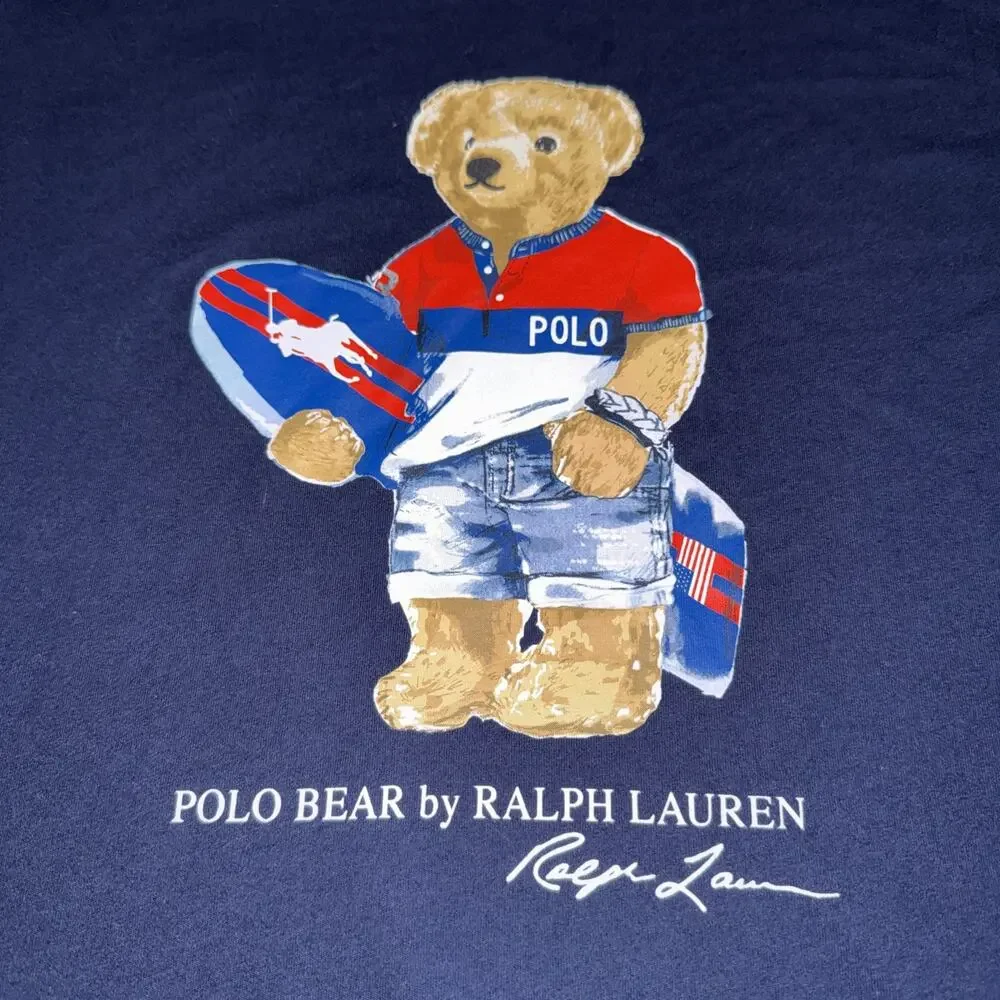 Polo Ralph Lauren Shirt Mens Big 3XLT Preppy Bear Graphic Crewneck Cotton EUC